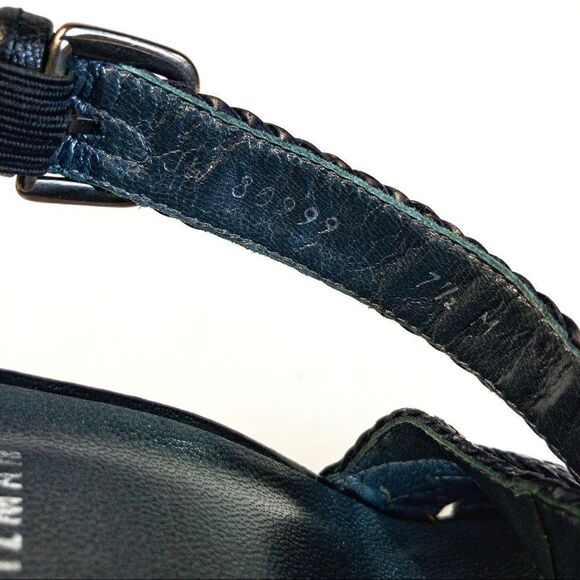 Stuart Weitzman Black Bradford Weave Heels Sz 7.5M - Picture 10 of 13